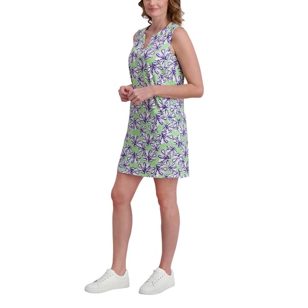 Womens Stella Parker Sleeveless Split Neck Floral UPF Shift Dress