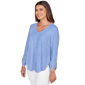 Womens Ruby Rd. Must Haves I Long Sleeve V Neck Stripe Blouse - image 3