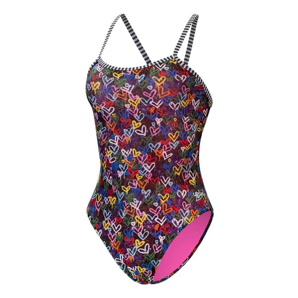 Womens Dolfin® Uglies String Back Love Wins One Piece Swimsuit