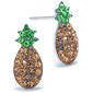 Sterling Silver & Crystal Pineapple Stud Earrings - image 1