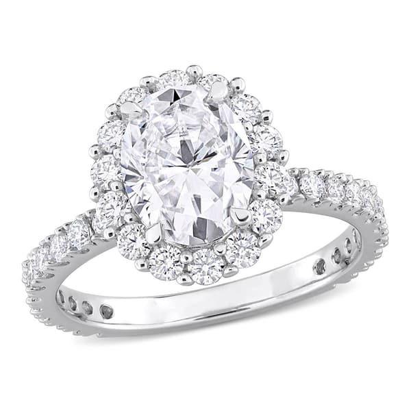 Sterling Silver 2 7/8ctw. White Moissanite Halo Ring - image 