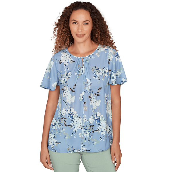 Womens Emaline Seabreeze Essence Short Flare Sleeve Notch Neck B