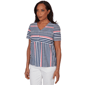 Petite Alfred Dunner Port Side V Neck Splice Stripe Blouse - image 3