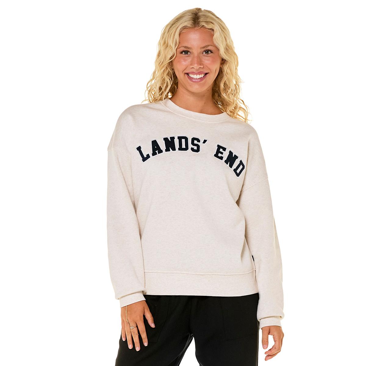Womens LANDS END(R) Graphic Logo Crew Neck Sweatshirt