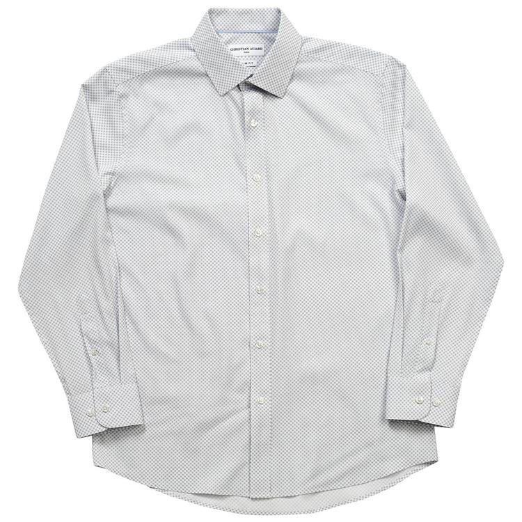 Mens Christian Aujard Slim Fit Geometric Dress Shirt - White