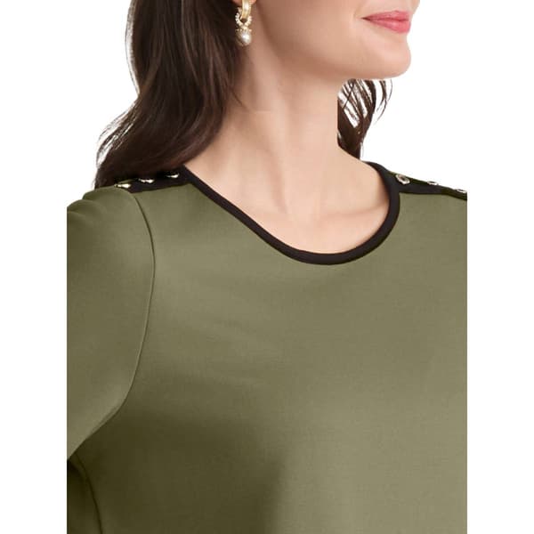 Womens Jones New York Short Sleeve Button Shoulder Blouse