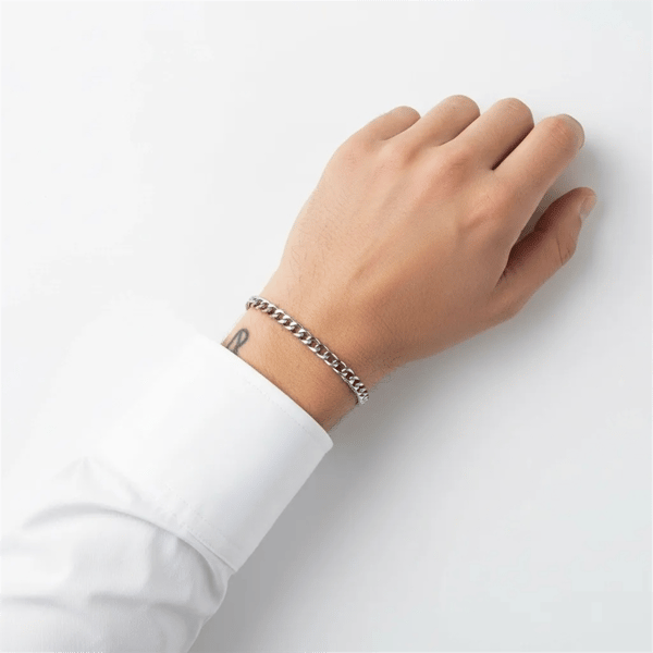 Mens Iron Saints 5mm Cuban Link Silver-Tone Bracelet