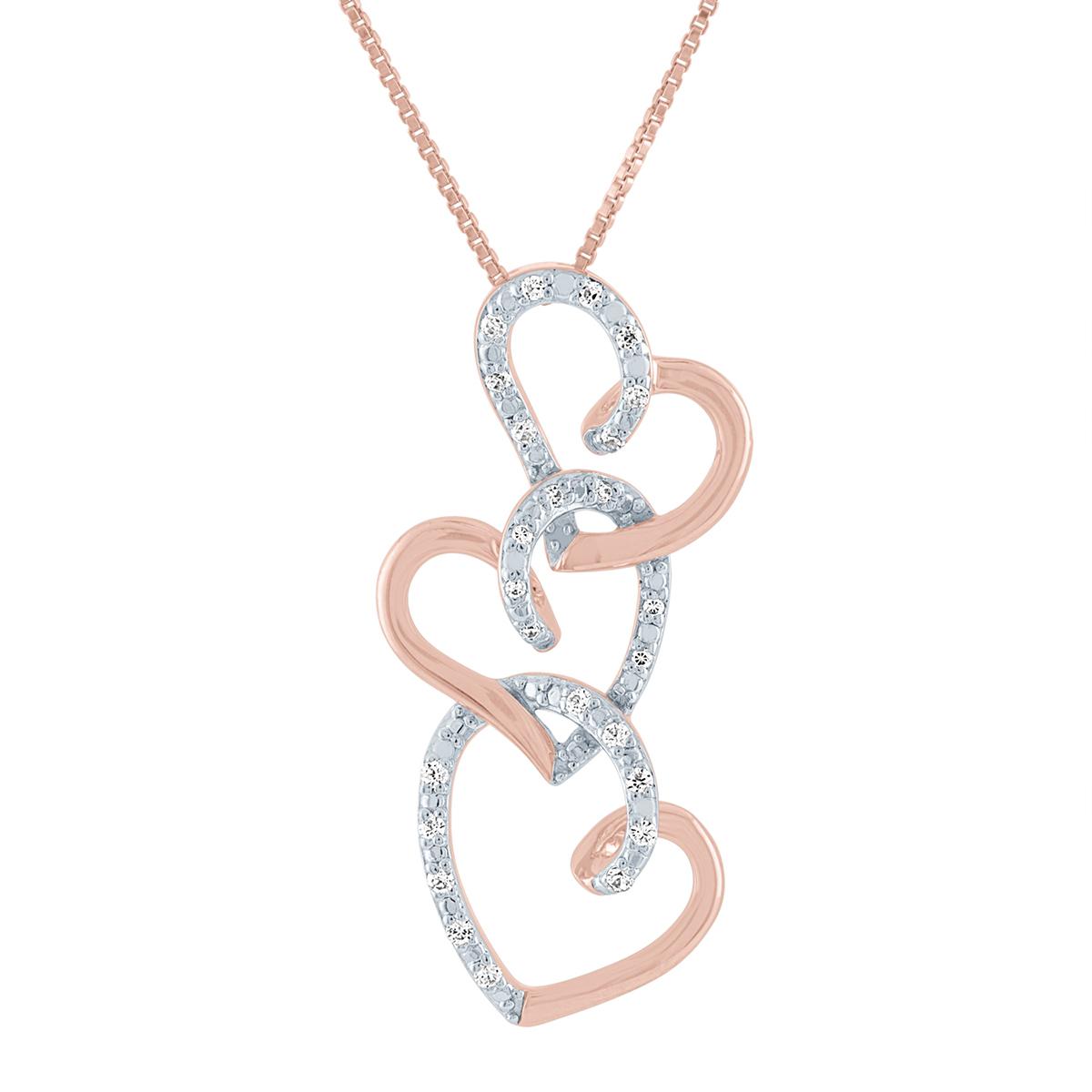 Nova Star(R) Rose Plated Lab Grown Diamond Triple Heart Pendant