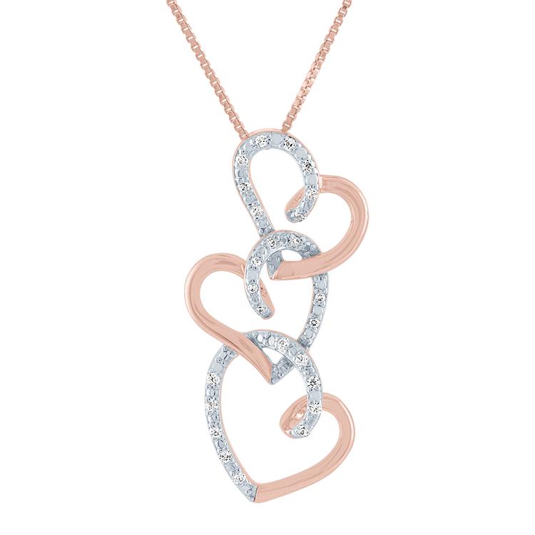 Nova Star(R) Rose Plated Lab Grown Diamond Triple Heart Pendant