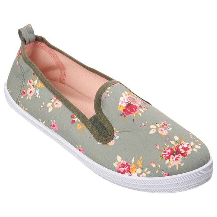 Womens Take A Walk Floral Canvas Flats