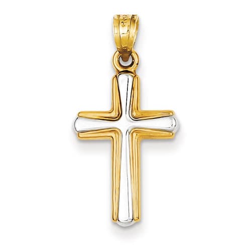 Gold Classics&#40;tm&#41; Two Tone Rhodium Cross Pendant - image 