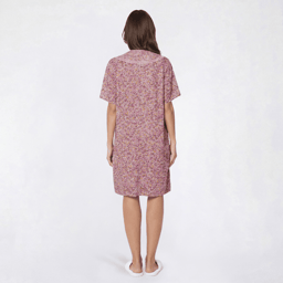 Womens Moon to Noon Short Sleeve Abstract Snap Duster