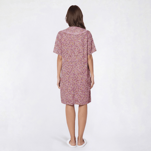 Womens Moon to Noon Short Sleeve Abstract Snap Duster