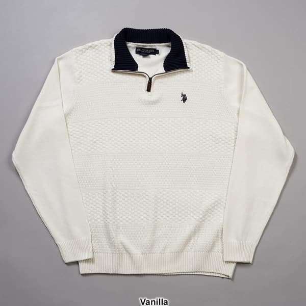 Mens U.S. Polo Assn.&#174; Solid Textured 1/4 Zip Sweater