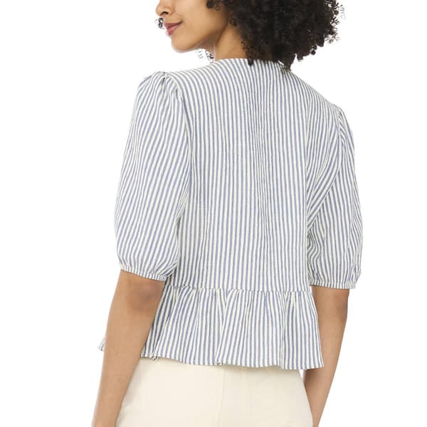 Womens Cece Elbow Sleeve Bow Front Stripe Blouse
