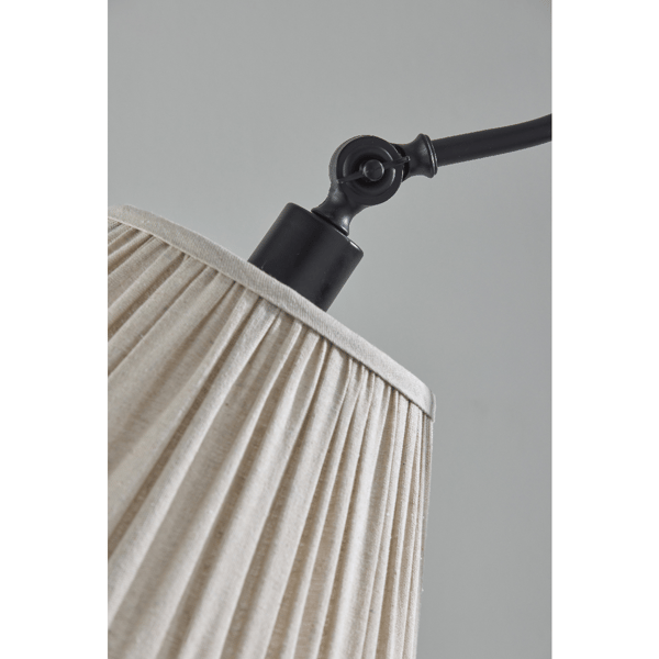 Adesso Shiloh Floor Lamp with Soft Pleated Oatmeal Linen Shade