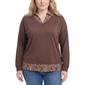 Plus Size NY Collection Long Sleeve Solid Hacchi 2Fer W/ Animal - image 1