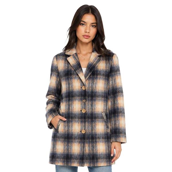 Womens Maralyn & Me Faux Wool Coat with Notch Collar - image 