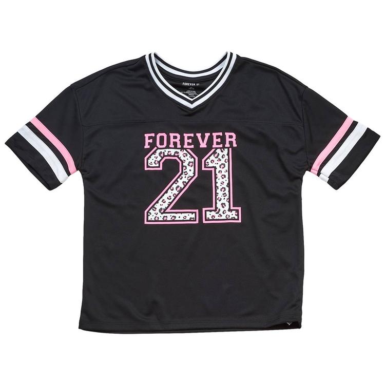 Girls (7-12) Forever 21 Short Sleeve Oversized Leopard Jersey
