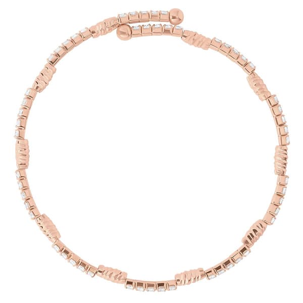 Athra Rose Gold Over Brass Oval Bead Stations & Crystal Bracelet