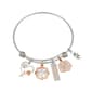 Shine Flower Mom Crystal Bar Heart & Flower Bangle Bracelet - image 1