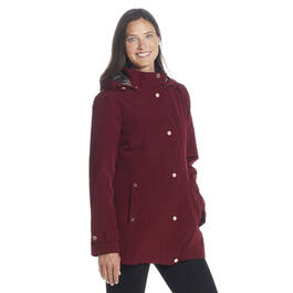 Womens Gallery Button Out Short Raincoat w/Removable Hood