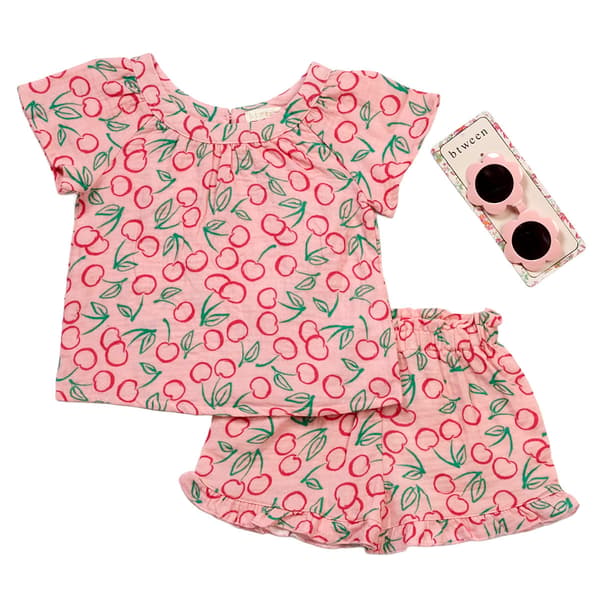 Toddler Girl BTween®  Cherry Flowy Top & Shorts Set w/ Sunglasses