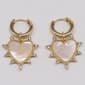 Ashley Gold-Tone Mother of Pearl Heart Charm Earrings - image 1