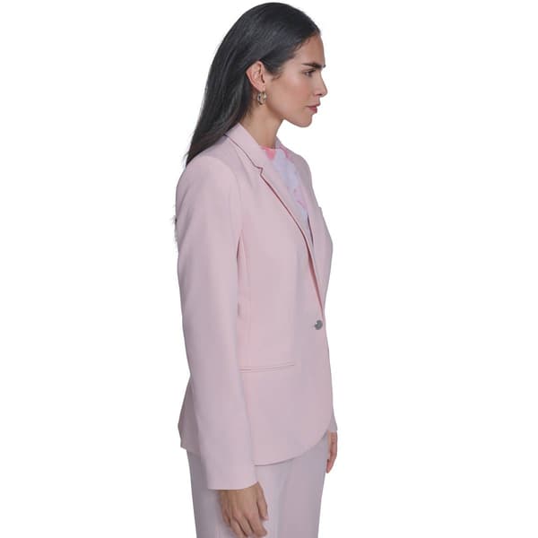 Petite Calvin Klein Notch Lapel One Button Solid Blazer