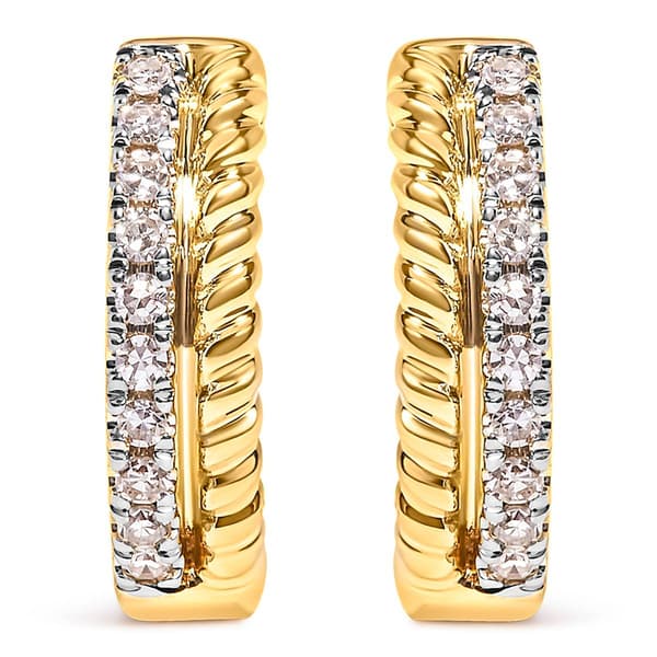 Haus of Brilliance 10kt. Gold 1/10ctw. Diamond Huggy Earrings