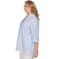 Plus Size Ruby Rd. French Riviera Coastal Stripe Lace Hem Blouse - image 4