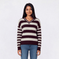 Juniors Heart N Crush Cuddle V-Neck Stripe Cable Sweater - image 1