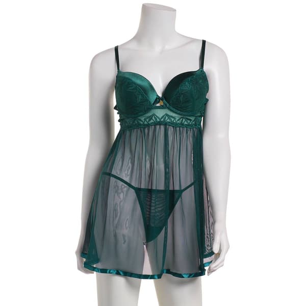 Womens Daisy Fuentes Embroidered Satin Babydoll