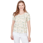 Womens Emaline Key Items Short Ruched Sleeve Leaf Tee - image 1