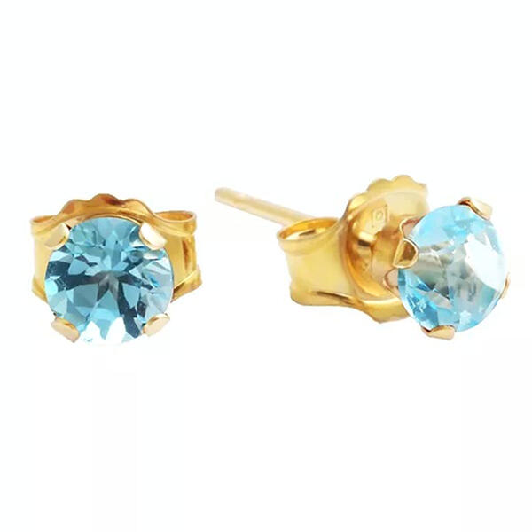 10kt. Gold 4mm Blue Topaz Stud Earrings - image 