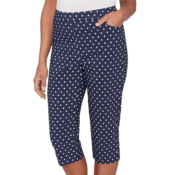 Womens Alfred Dunner Port Side Pull On Dot Capris