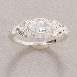 Ashley Cooper(tm) Silver-Tone East West CZ Oval Ring