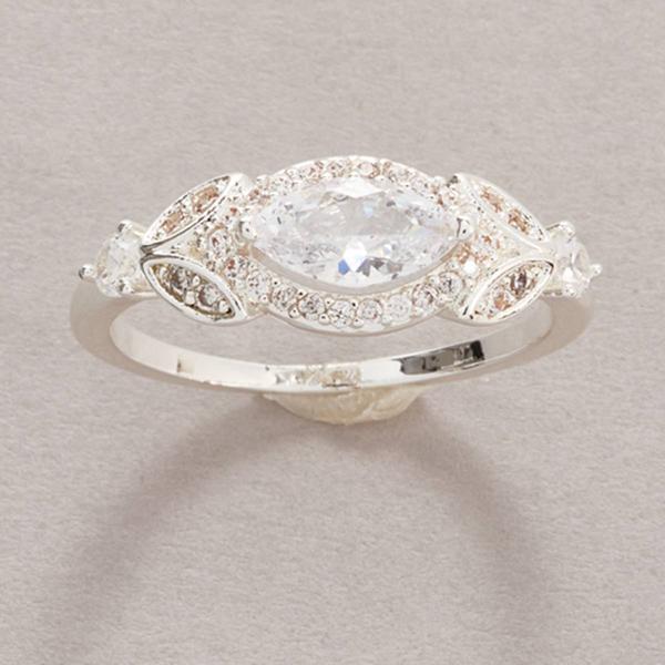 Ashley Cooper(tm) Silver-Tone East West CZ Oval Ring - image 