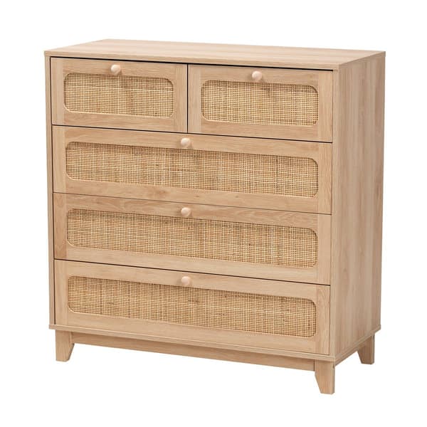 Baxton Studio Elsbeth Oak Brown Wood 5-Drawer Storage Cabinet - image 
