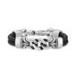 Mens Lynx Stainless Steel & Braided Genuine Leather Bracelet - image 1