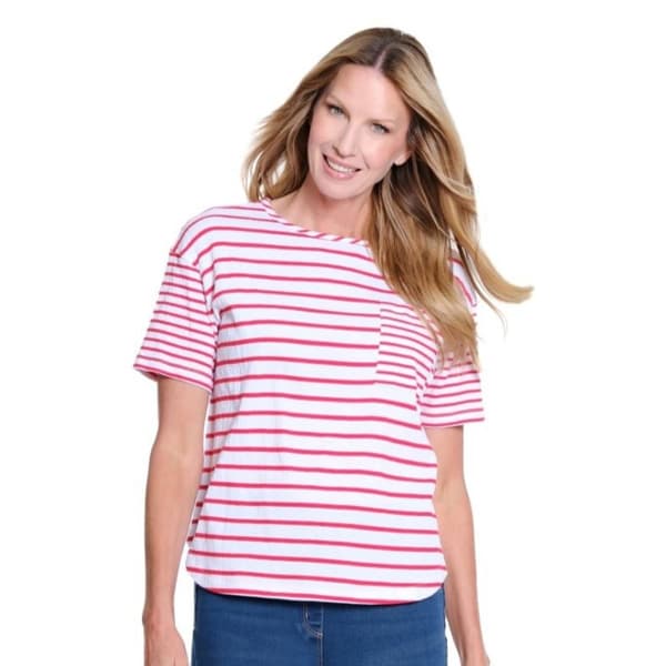 Petite Multiples Short Sleeve Round Neck Stripe Tee - image 