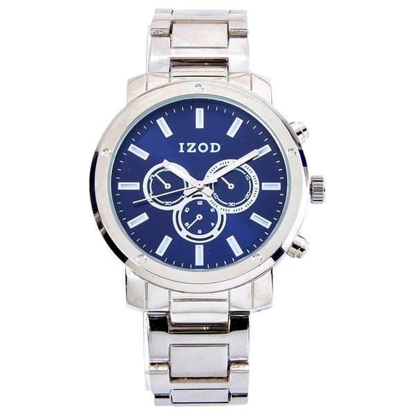 Mens IZOD&#40;R&#41; Silver-Tone Faux Chronograph Watch - IZO5514BU - image 