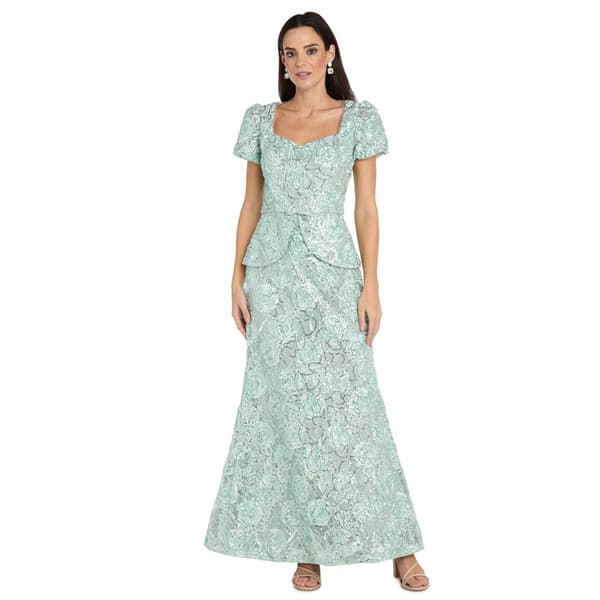 Womens R&M Richards Short Sleeve Peplum Soutache Gown - image 