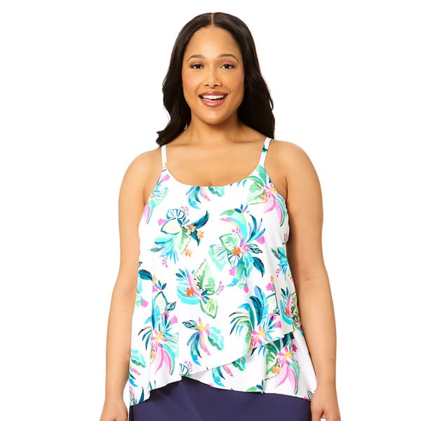 Plus Size Leilani Sea Breeze Isle Cape Town Tankini Swim Top - image 