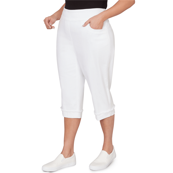 Plus Size Alfred Dunner Port Side Pull On Pearl Hem Capris