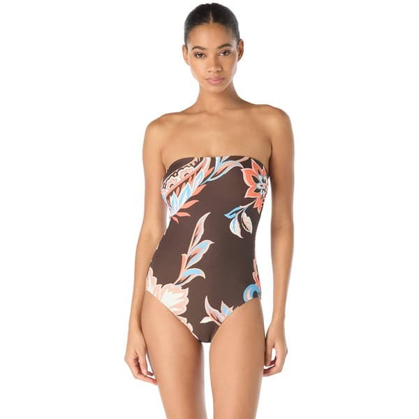 Womens Vince Camuto Print Bandeau One Piece Swimsuit - image 