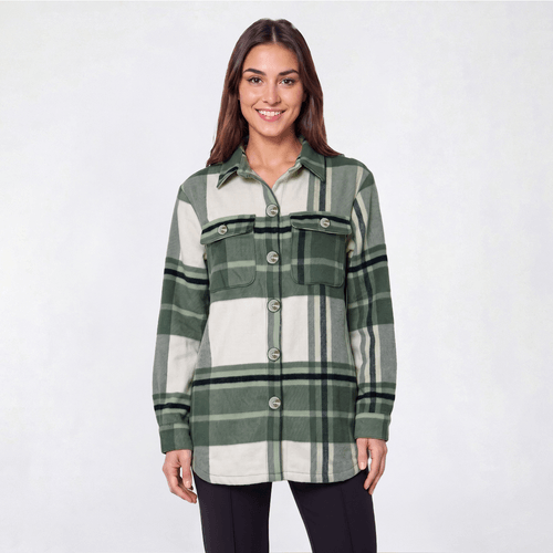 Plus Size Mountain Ridge Plaid Twill Shacket - Green Gianna - image 