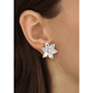 1928 Gold-Tone AB Crystal & Faux Pearl Flower Stud Earrings - image 2