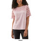 Womens Ella Rafaella&#174; Lace Yoke Knit Short Sleeve Tee - image 5