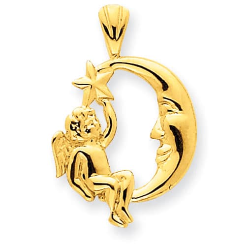 Gold Classics(tm) 14kt. Angel Moon & Star Pendant - image 